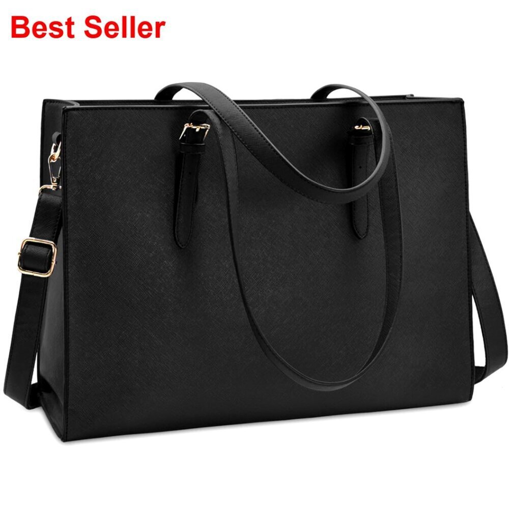 Large 15.6 Inch Laptop Tote Bag Waterproof Leather Professional Work Bag